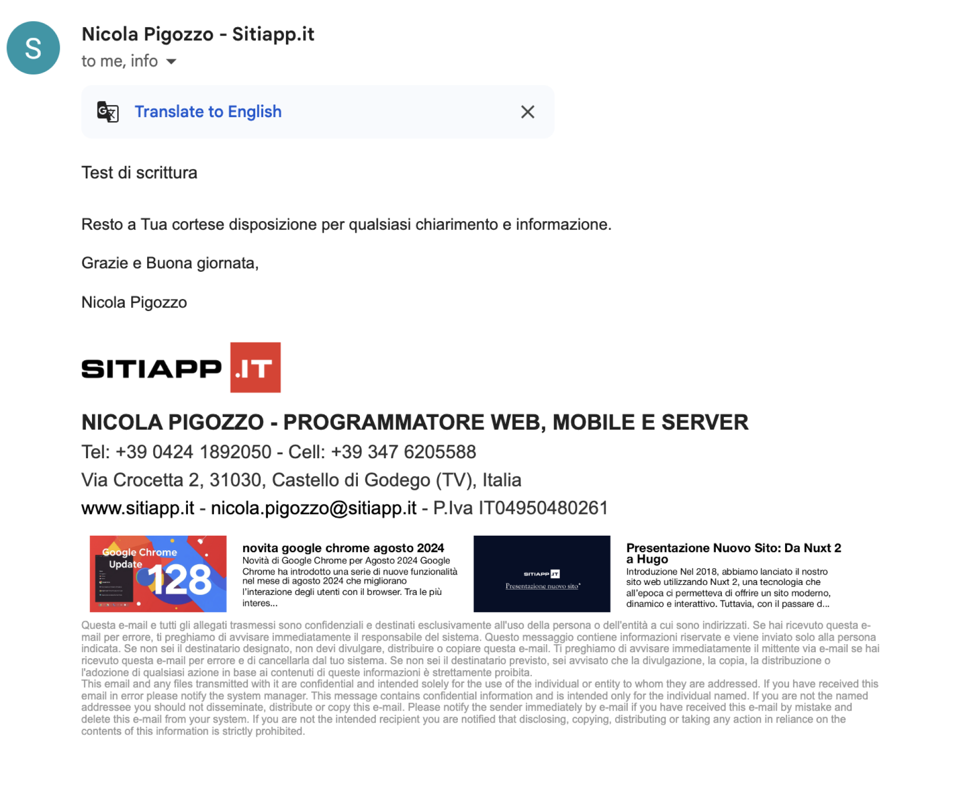 Esempio risultato finale web